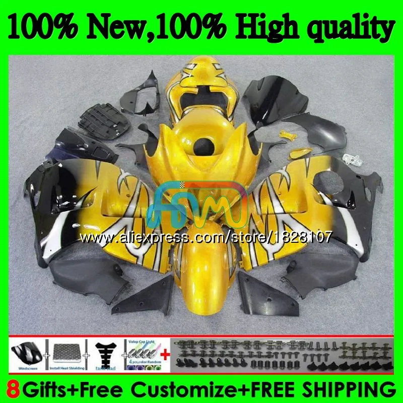 GSXR-1300 для SUZUKI Hayabusa GSXR1300 96 02 03 04 05 06 07 49BS. 90 GSXR золотистый и черный 1300 2002 2003 2004 2005 2006 2007 обтекатель