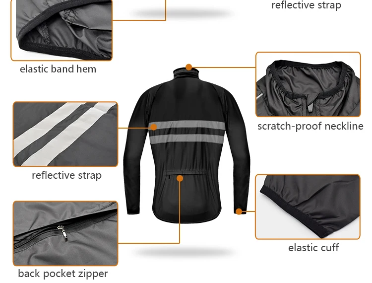 WOSAWE Ultralight Reflective Men Cycling Jacket Windproof Mountain Bike MTB Wind Jacket Running Riding Bicycle Windbreaker cycling jacket