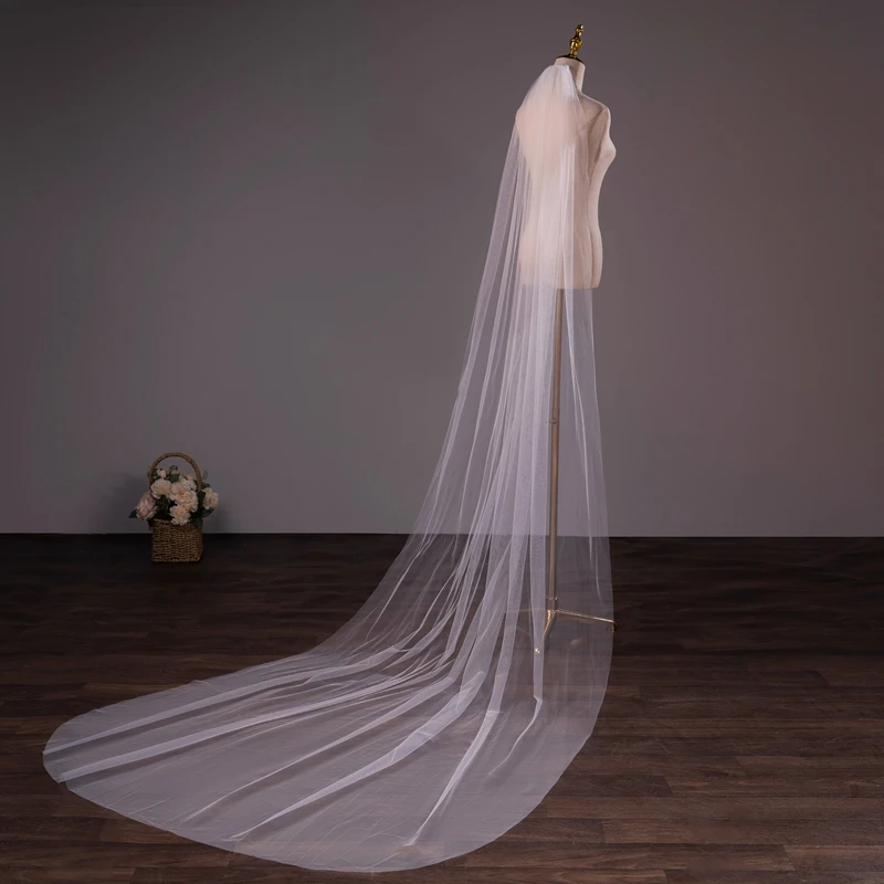 Two Layers Wedding Veil Bride Veil White 3 Meter 5 Meter Long Veu De Novia Brief Veil for Bride with Comb Church Veils