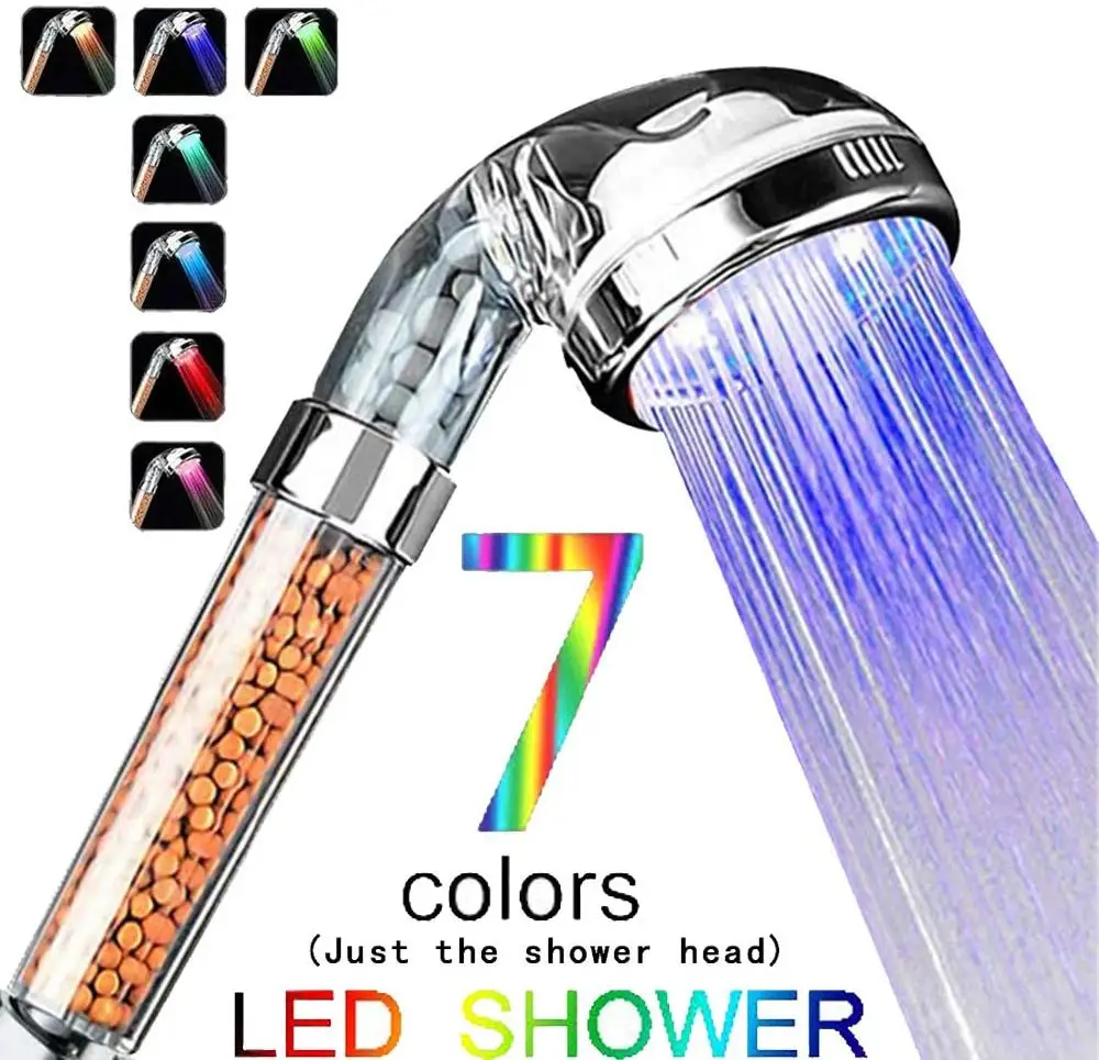 

LED shower head 7 colors SPA shower nozzle high pressure shower head water saving temperature control color hand shower
