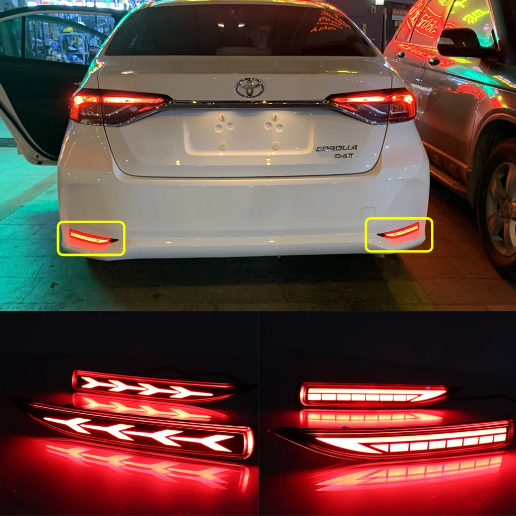 

LED Rear Bumper Reflector Light for Toyota corolla 2019 , (function as Driving light, Brake light & LED Dynamic Turn light)