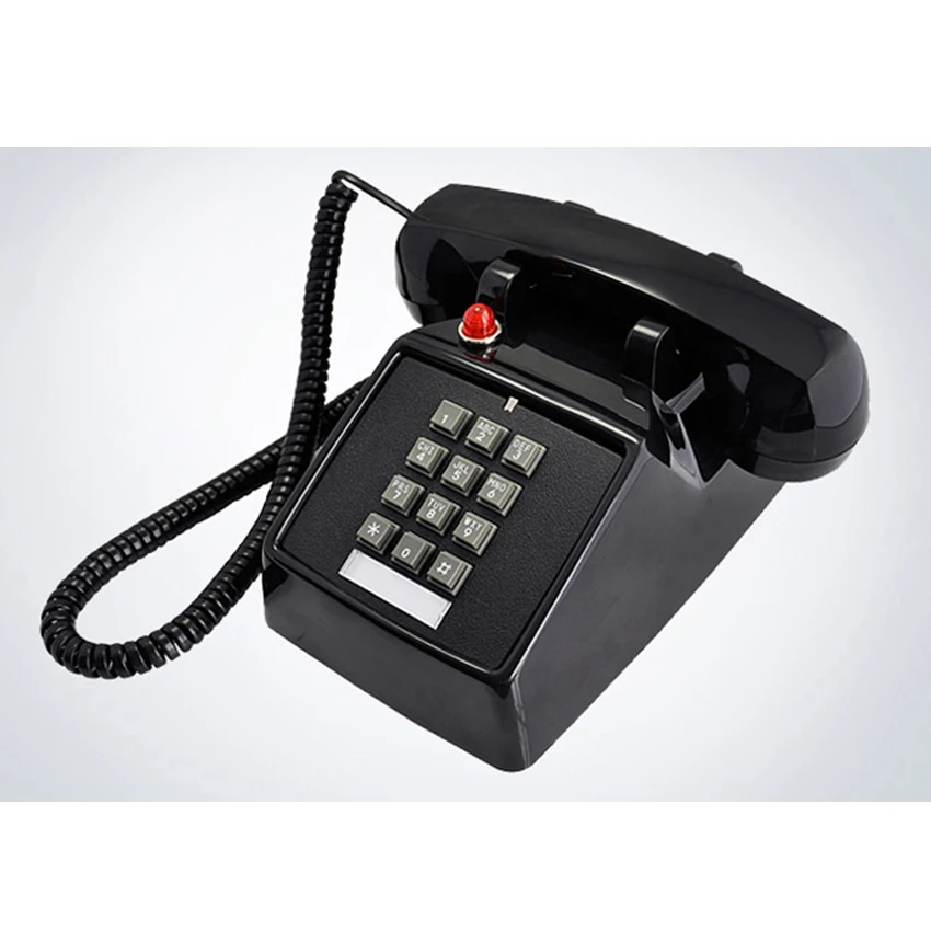 Telefone de Mesa com Fio de Interface de Linha Dupla com Campainha Flash de Luz Fixo de 1-aparelho para Casa Alta Vermelha Retro Telefone Escritório