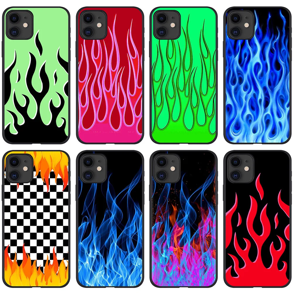 Fashion Cool Green Flame Soft Silicone Phone Cases IPhone 11 Pro XS Max XR X 7 8 6S Plus Fire Pattern TPU Cover Shell | Мобильные