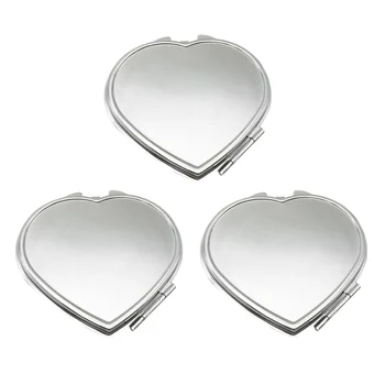 

3 Pcs Pocket Mirror Heart Shaped Foldable Durable Makeup Accessory Makeup Mirror Little Mirror for Ourdoor Travel Shopping