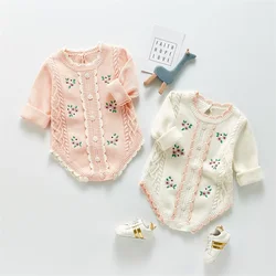 Ensemble de vêtements d'automne pour bébé fille et garçon, barboteuse tricotée, Cardigan, combinaison en coton pour nouveau né 