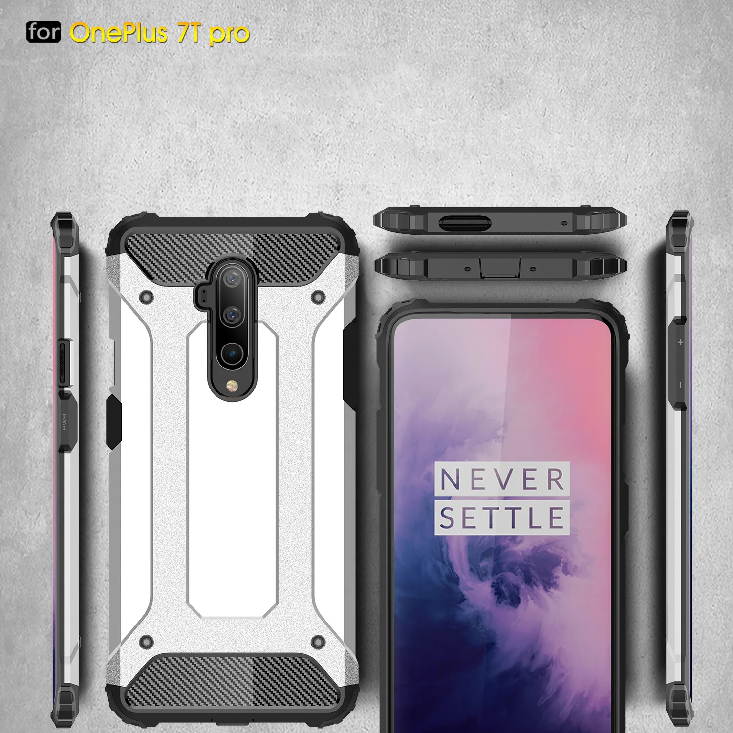 For Oneplus One Plus 7T Pro Case 6.67&quot Heavy Armor Slim Hard Rubber Tough Silicone Phone Cover Oneplus7T Mclaren |