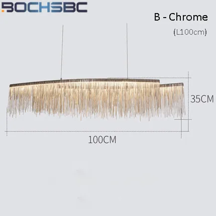BOCHSBC пост-современная Подвесная лампа с кисточками, светодиодный светильник из алюминия для ресторана, осветительный прибор для гостиничного зала, кофейного магазина, Подвесная лампа - Цвет корпуса: Chrome D100cm