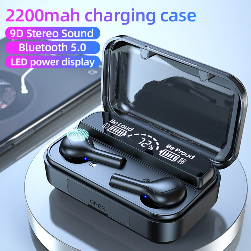 

TWS Bluetooth Earphones Wireless Headphon 2200mAh Charging Box Sports Waterproof Digital display Earbuds Headsets With Microphon
