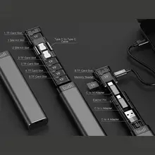 BUDI Multi-function Smart Adapter Card Storage Data Cable USB Box Universal 15W Charger for Huawei Xiaomi Samsung Portable
