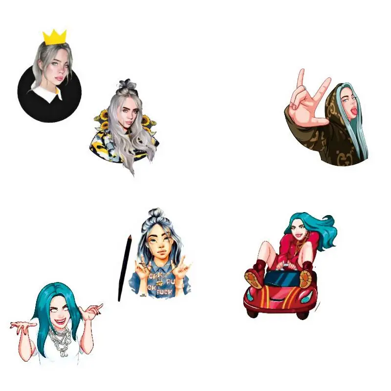 50 шт. Billie Eilish мультфильм стикер водонепроницаемый чемодан DIY ноутбук гитара игрушка для скейтборда прекрасный стикер s