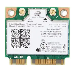Мини PCI-E WiFi, Bluetooth, беспроводной карта для ноутбука двухдиапазонный 2,4 ГГц 5 ГГц для Intel 3160 3160HMW 802.11Ac беспроводной AC + Bluetooth 4,0
