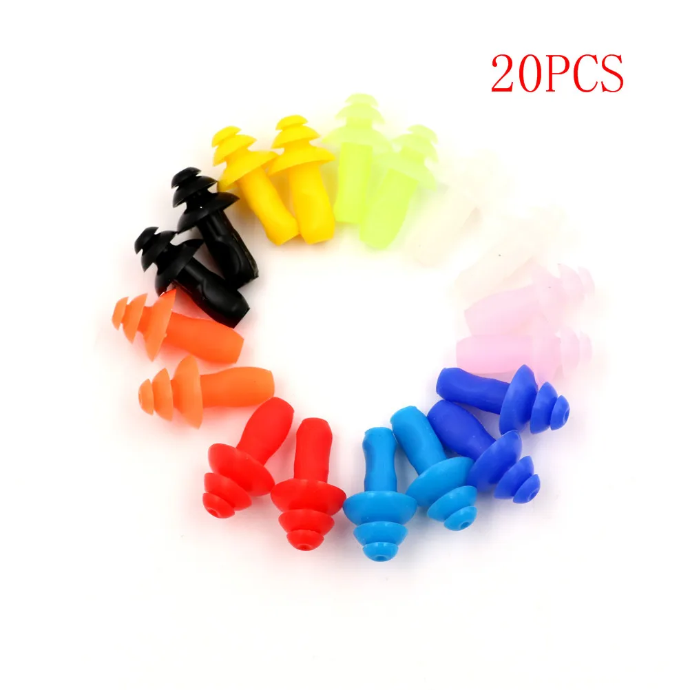 20PCS Waterproof Silicone Soft Anti-Noise Ear Plug Sound Insulation Ear Protection Earplugs Sleeping Plugs Swim Earplugs