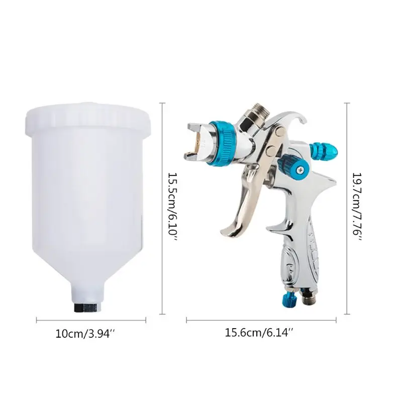 H-887 HVLP Pneumatic Lacquer Air Spray Gun 1.4mm Gravity Nozzle 600ml Cup Paint