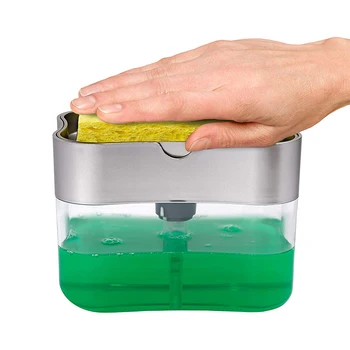 

Sponge Soap Dispenser Holder Cleaning Liquid Pump Dispenser Container Manual Press Soap Dispenser Kitchen Clean Accessories