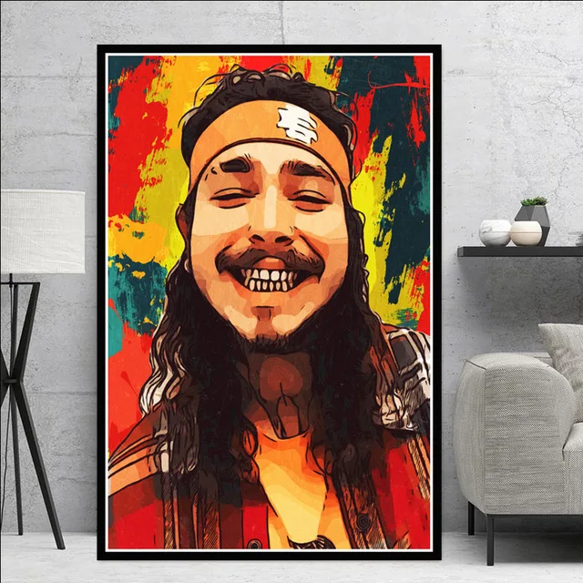 Пост Malone хип-хоп рэпер музыка певица звезда искусство живопись плакат и принты холст настенные картины для гостиной домашний декор - Цвет: G