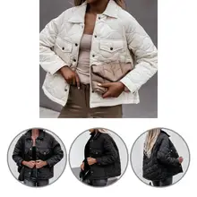 

Loose Fit Turn-Down Collar Flap Pockets Long Sleeve Winter Jacket for Home