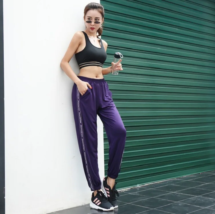 

Korean-style Hot Selling 2019 New Style Autumn And Winter Running Yoga Clothes Side Lettered Fitness Trousers Athletic Pants Wom