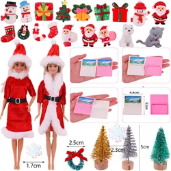 Bandeau à cheveux pour Barbie, carnet d'accessoires d'animaux, ensemble de 9 pièces d'accessoires de jouets de noël et vêtements de noël rouges pour Barbie 
