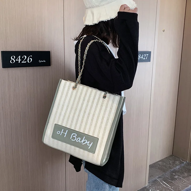 

2019 Autumn & Winter New Style Straw Matching Color Pu Simple Versatile Women's Chain Shoulder Bag Occident Fashion WOMEN'S Bag