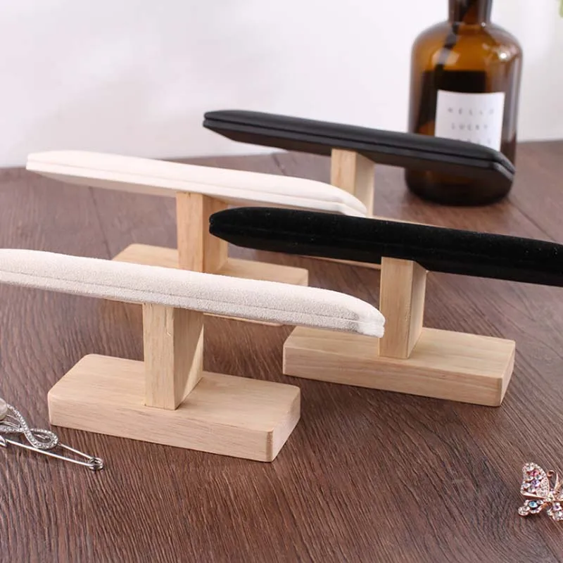 Черный/белый/бежевый высококачественный DIY дерево+ фланель дисплей часы/браслет ювелирные изделия Дисплей стенд держатель