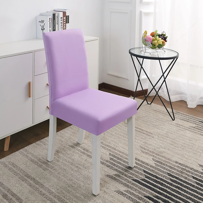 24 однотонных стрейчевых спандекса чехлов на стулья для столовой, чехлы на стулья для гостиной, дома, вечерние, свадебные, декоративные чехлы на стулья - Цвет: Light Violet
