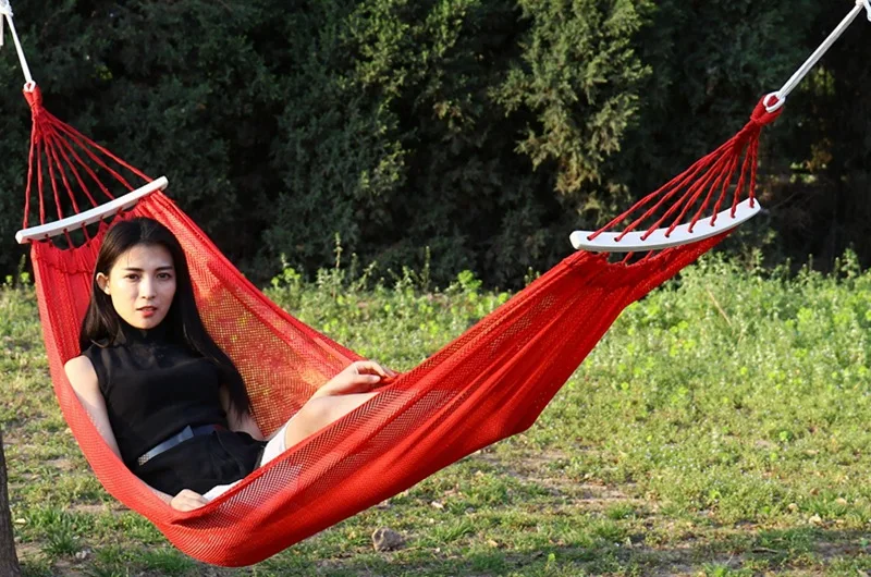 Travel Camping Hammock Colors Strip Canvas Single Double Swing Bed Hamak Outdoor 