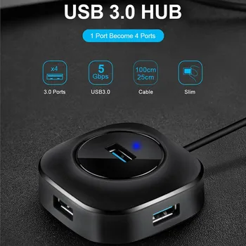 

USB 3.0 Hub Multi USB Splitter Adapter 4 Ports Speed Mini Multiple 3 Hab USB 3.0/ 2.0/TypeC 2.0 HUB Port USB Hub Expander For PC