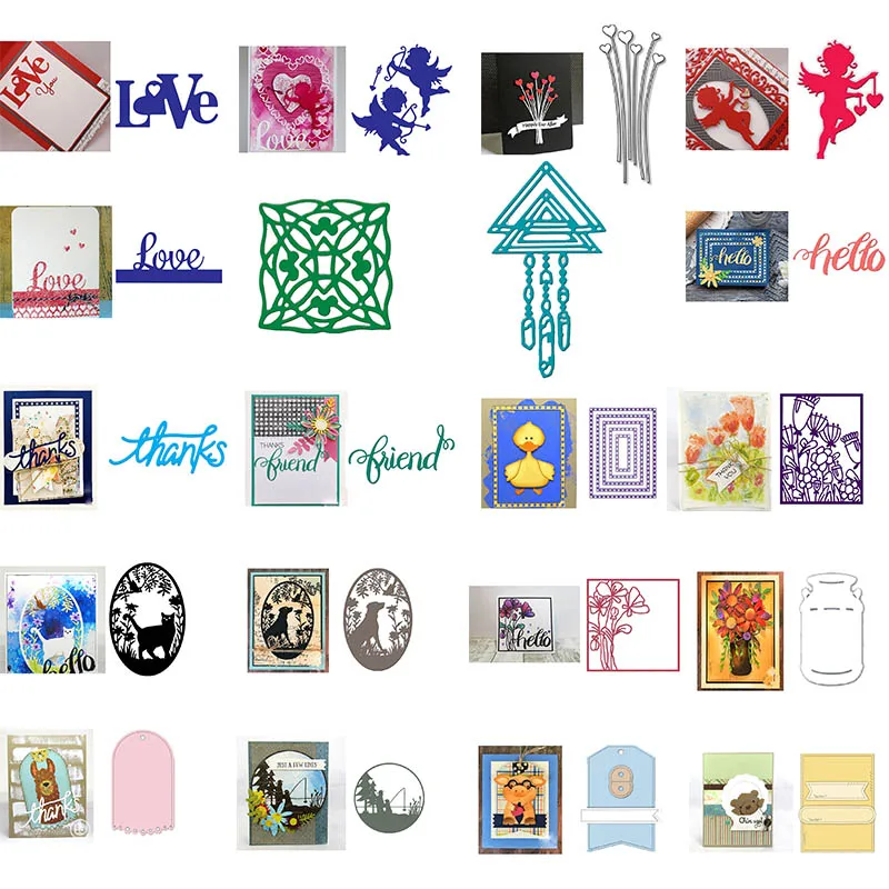 

English Words Flowers Rectangle Frames Metal Cutting Dies for Scrapbooking DIY Photo Album Card Making Decorative Stencil New