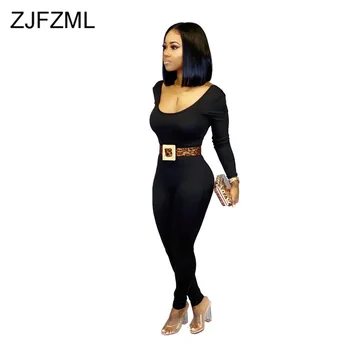 

Sexy Backless Skinny Overall for Women Scoop Neck Solid Bandage Jumpsuit Plus Size Ladies Empire Bodycon Long Party Bodysuits