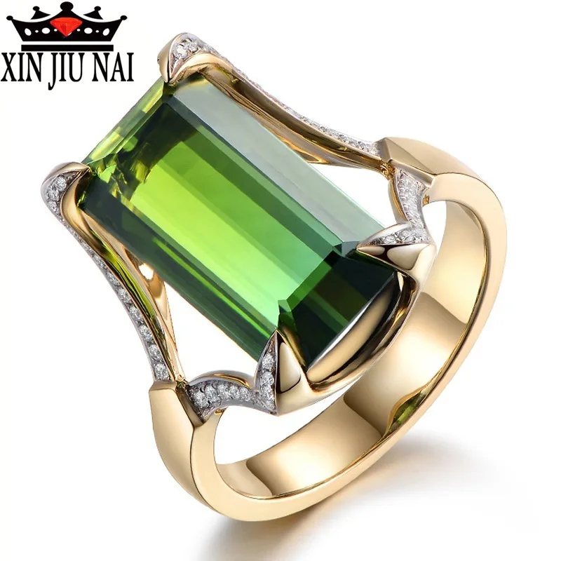 

Deluxe, elegant and simple square green Gemstone Crystal elegant lady's ring wedding engagement ring Party Gift anniversary gift