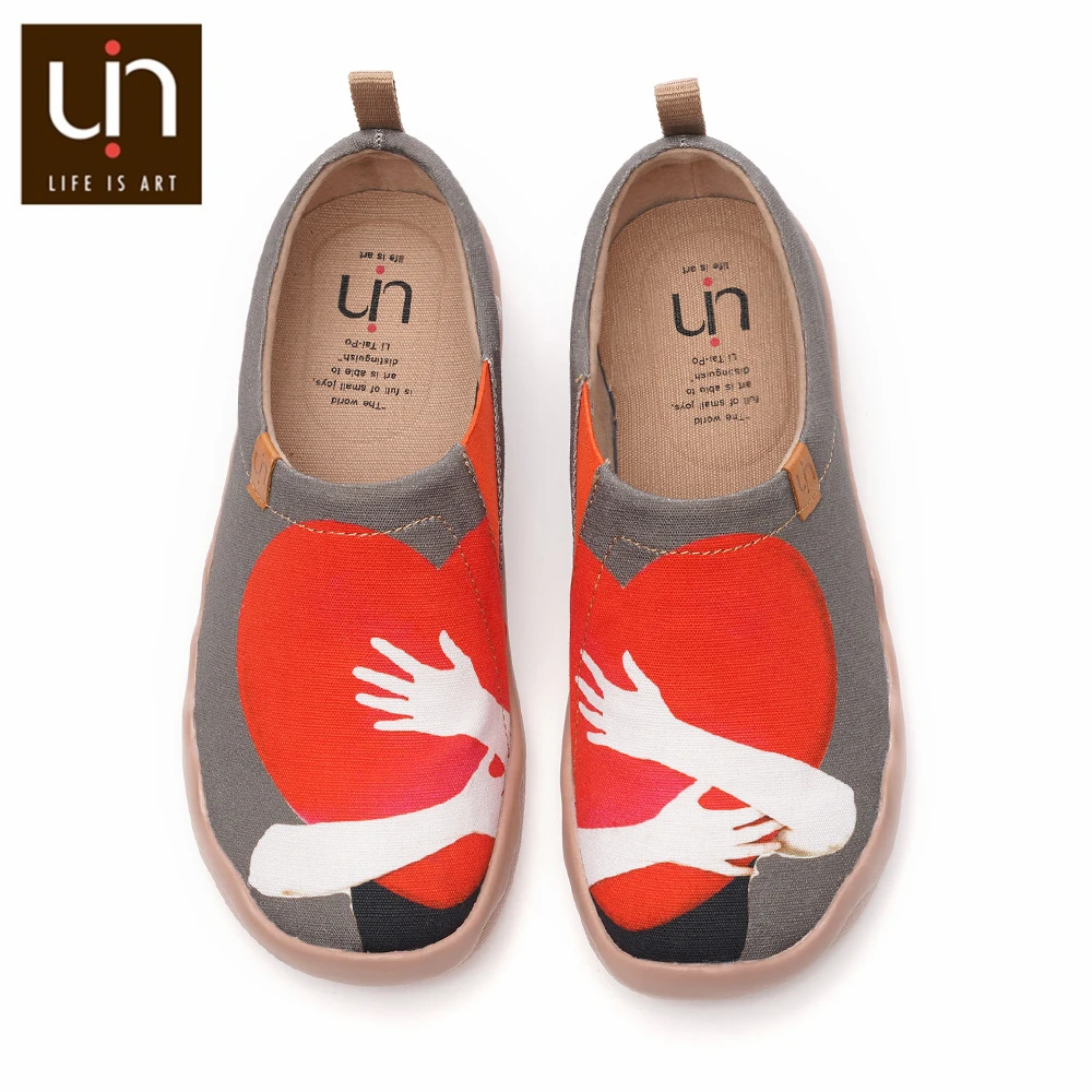 

UIN Shoes Women Fashion Loafers Warm Heart Design Art painted Ladies Flat Shoes Comfort Breathable Sneakers valentines day gift