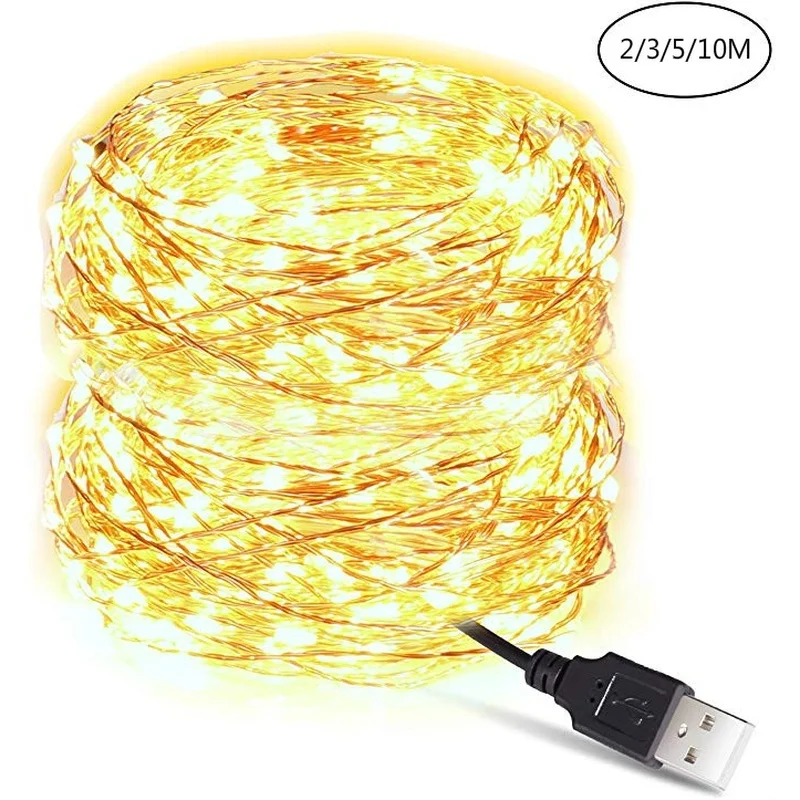 

Светодиодная гирлянда с аккумулятором 2 м/3 м/5 м/10 м/USB, гирлянда для рождества, лампа для украшения вечеринки, свадьбы, мигалка для рождественской елки, сказочные огни