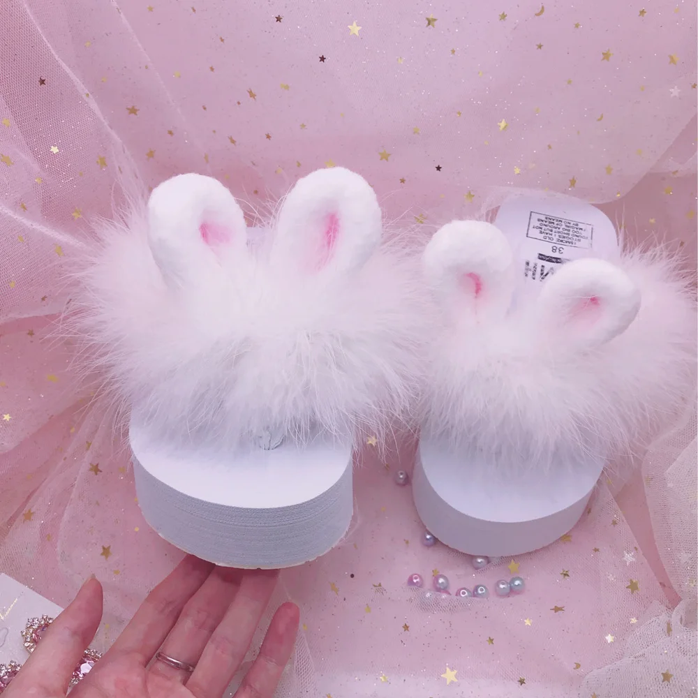 

Kawaii Japanese Style Sweet Lolita Girl Rabbit Bunny Ear Plush Shoes Slippers