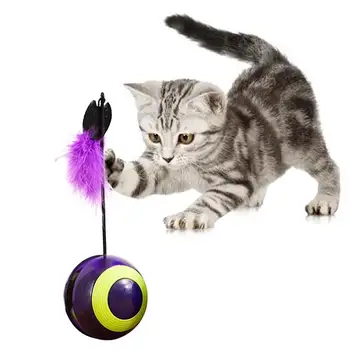 

Funny Pet Cat Toys Tumbler Ball Toy Funny Teaser Wobble Toy with Color Feather Interactive