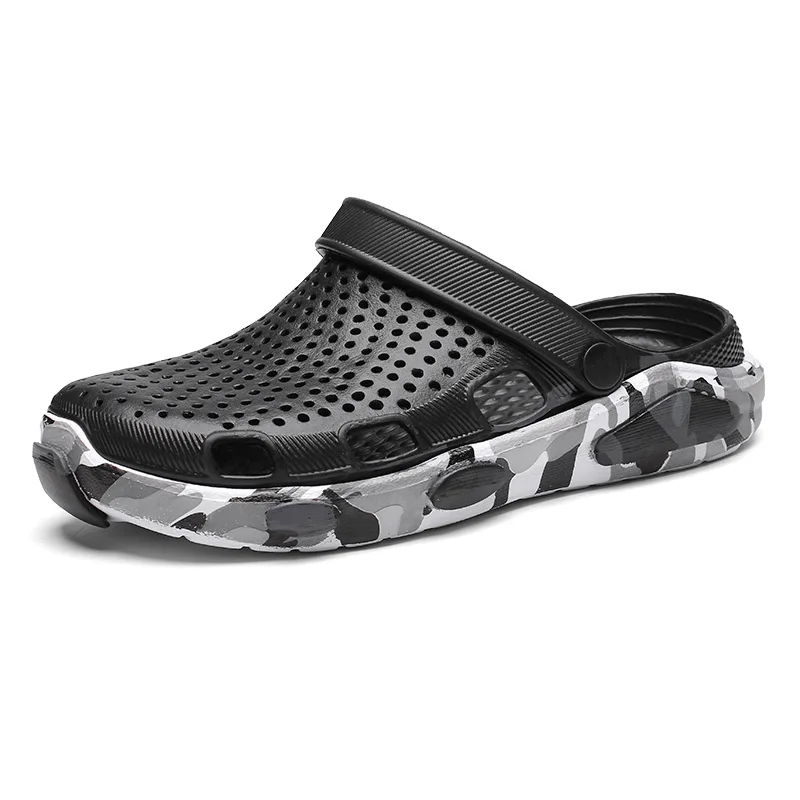 black Crocse Crocks/мужские сандалии для бассейна; летняя Уличная обувь для пляжа; мужские садовые Сабо без застежек; Повседневная водонепроницаемая обувь для душа; Crock - Цвет: black