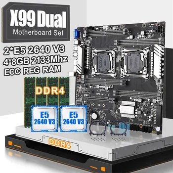 

JINGSHA X99 dual CPU motherboard set with 2pcs XEON E5 2640V3 CPU and 4*8gb=32GB ddr4 ecc reg 2133mhz RAM