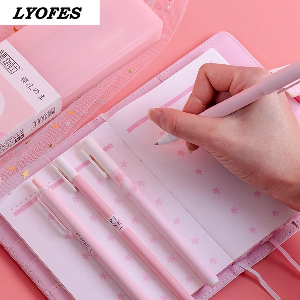 Macaroon Color Pink Mint Sakura Gel Pen Set with Pencil Box Cute School  Office Pens 0.5mm Black Ink Girls Gift Stationery - AliExpress