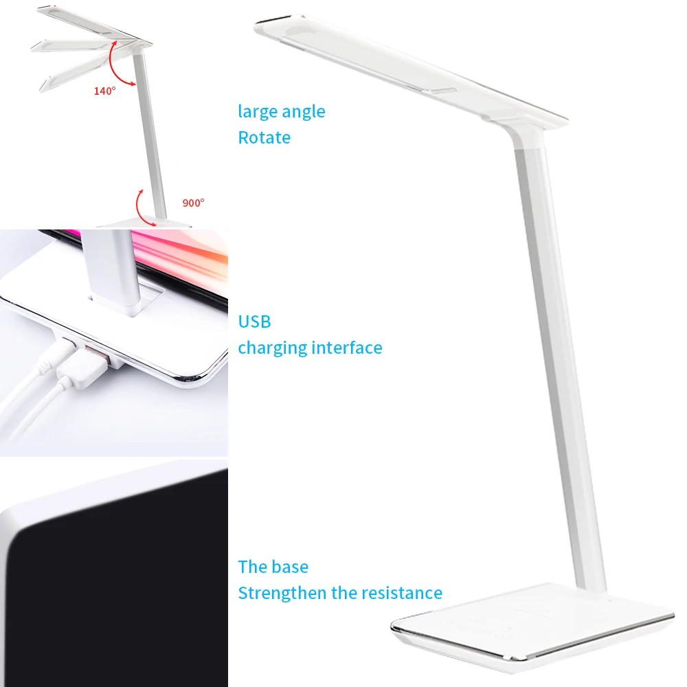  2 In 1 LED Table Desk Lamp QI Wireless Charging Creative Eye Protection Multi-Function Reading Ligh