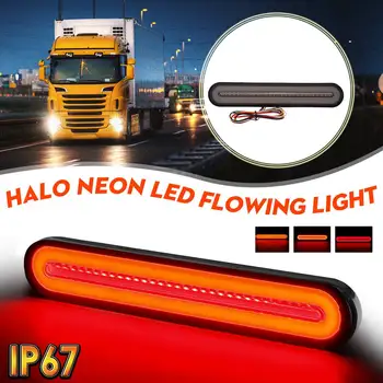 

2pcs Trailer Truck Led Brake Light Flowing Turn Signal light Waterproof signal lamp 3 in 1 Neon Halo Ring Tail Brake Stop lights