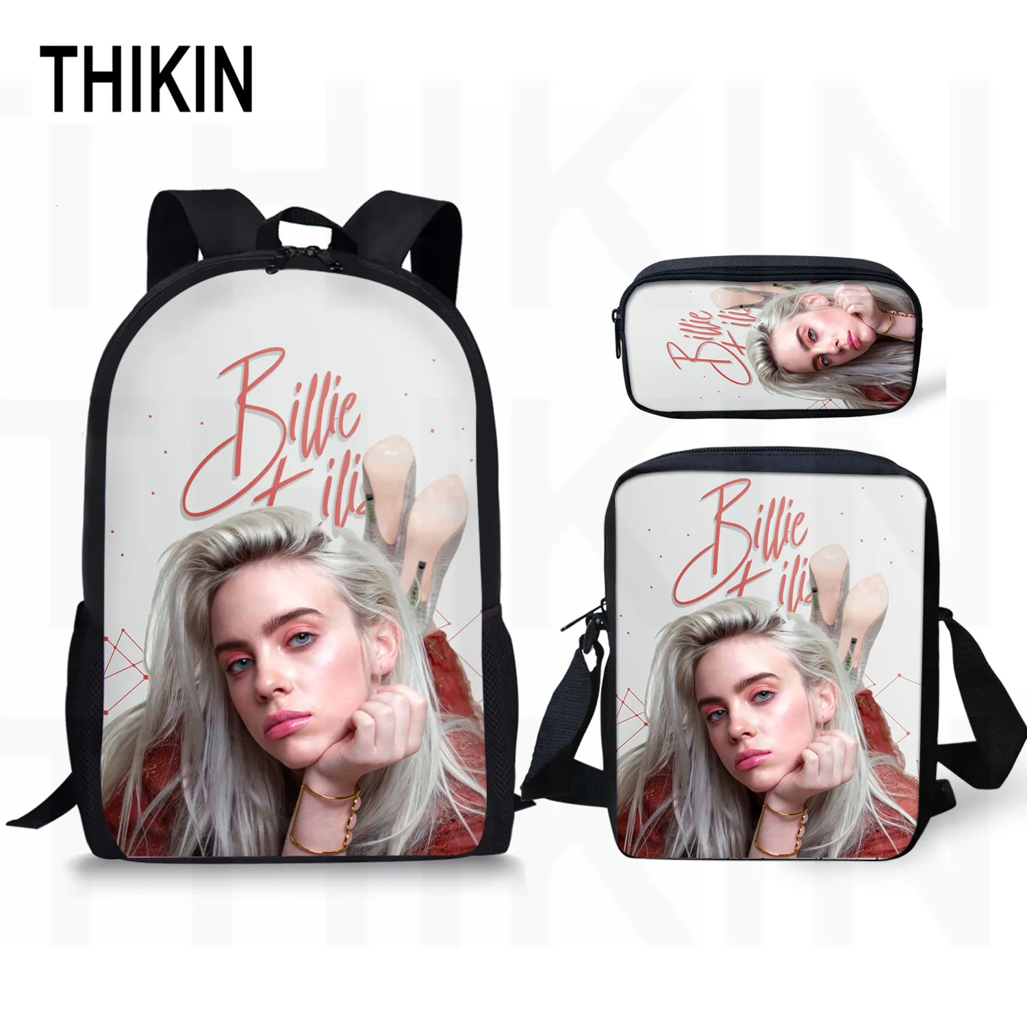 Рюкзак THIKIN Billie Eilish, школьные сумки для путешествий, рюкзаки для подростков, детский рюкзак для девочек, школьный рюкзак в стиле хип-хоп, Mochila - Цвет: As picture