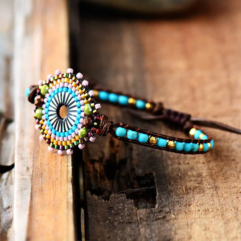 Fashion Seed Beads Boho Bracelet Women Stones Beaded Woven Wrap Bracelet Unique Handmade Friendship Brcelets Women