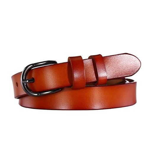 Leather Belt for Women fashion Pin Buckle Female Waistband luxury Green Genuine Leather Women's Belt jeans high quality W065 - Цвет: CAMEL