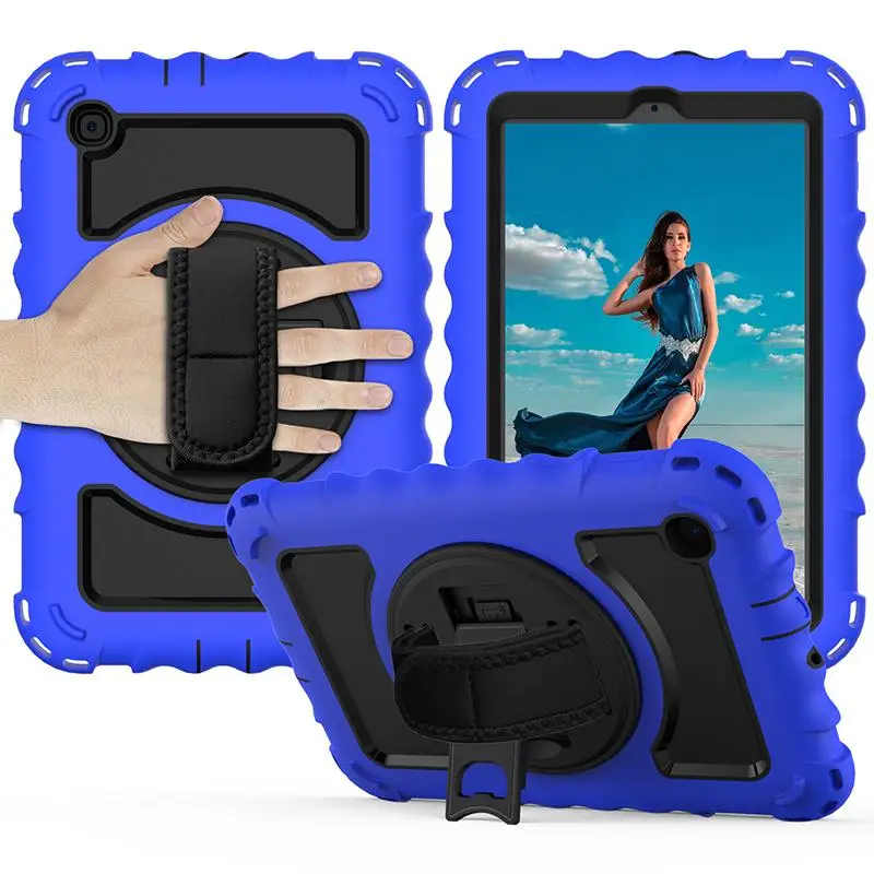 

360 Rotatable Hand Strap Rugged Durable Cover for Samsung Galaxy Tab A 8.4 2020 T307U/T307 Silicone Case for Kids+Pen