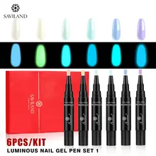 SAVILAND 6 шт. светится в темноте Гель-лак для ногтей набор ручка долговечный впитывающий УФ-лак для ногтей светящийся для салонного дизайна