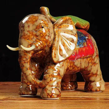 

Porcelain Elephant Figurines Ceramic Ornaments Lucky Elephant Statue Home Office Desktop Decoration Gift AA