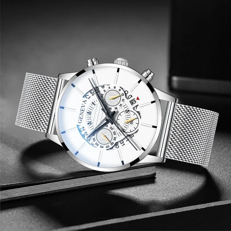 Geneva модные простые мужские часы из нержавеющей стали деловые мужские часы кварцевые наручные часы Reloj Hombre Relogio Masculino