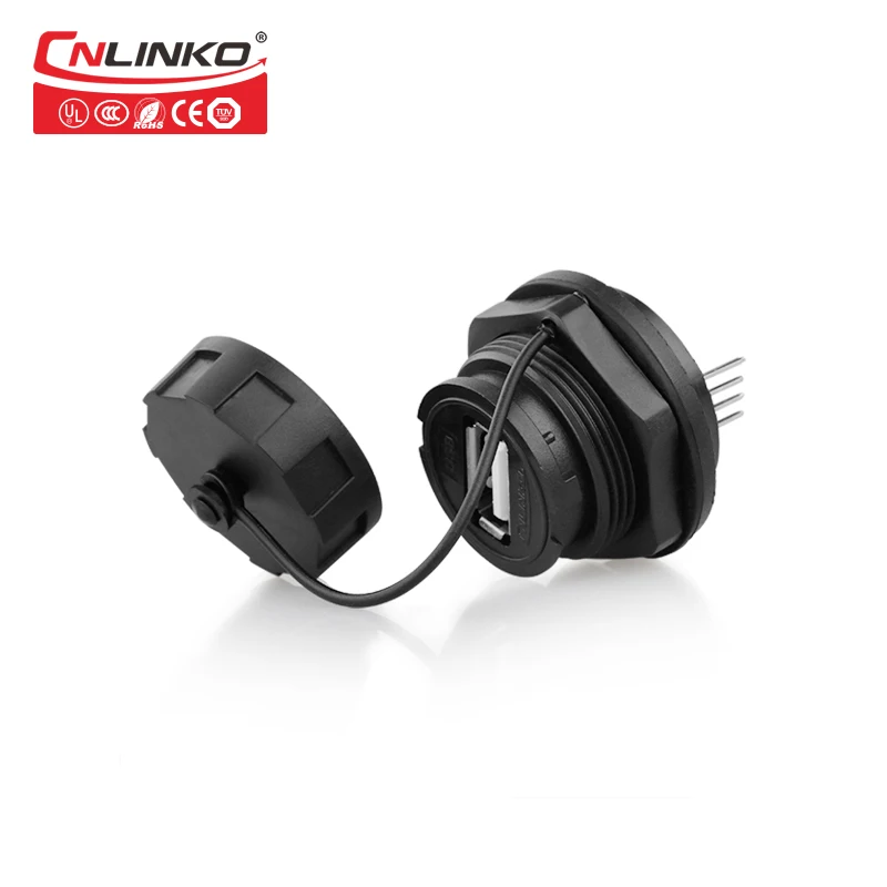 

Cnlinko USB A female Front Side And Rear 4 Pin Connect PCB Soldering Directly Waterproof Data PBT Shell USB2.0 Panel Mounting