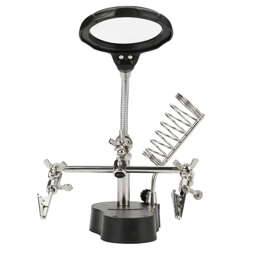 

Helping Hand Auxiliary Clip Magnifying Soldering Iron Lens Magnifier LED Light Stand