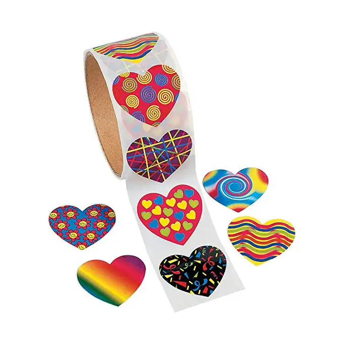 

100pcs/roll 8 kinds of creative heart shape kawaii cute reward stickers scrapbooking for journal stationery sticker for kids