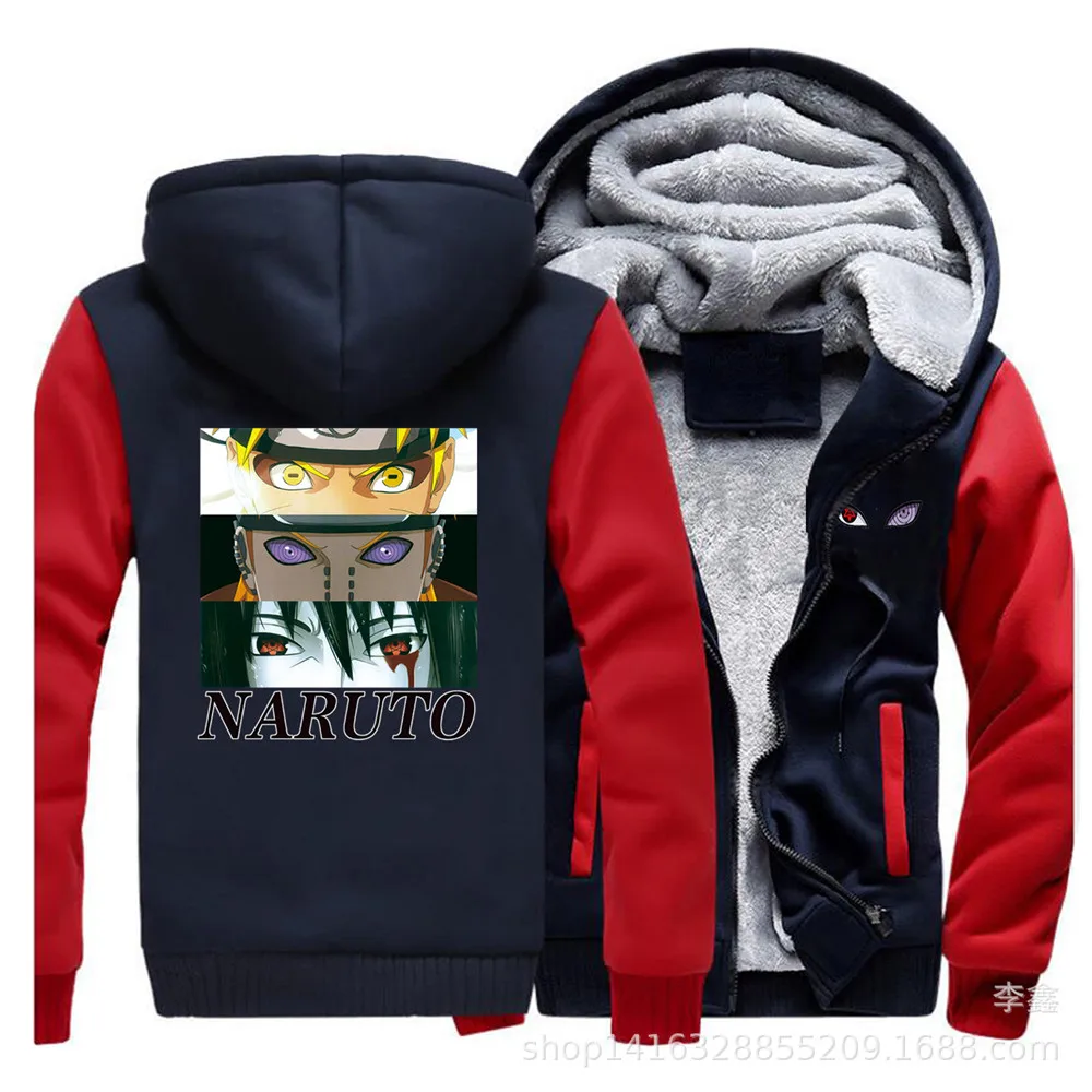 Новинка, Наруто, аниме, с принтом, на молнии, толстовки, куртка, унисекс, Повседневный свитер, утолщенное, удобное, теплое пальто